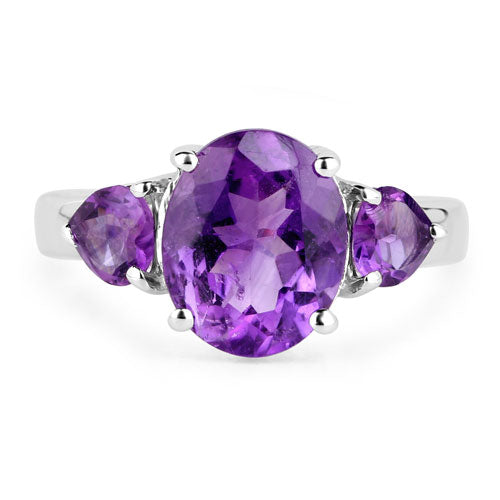 4.06 Carat .925 Sterling Silver Amethyst Ring