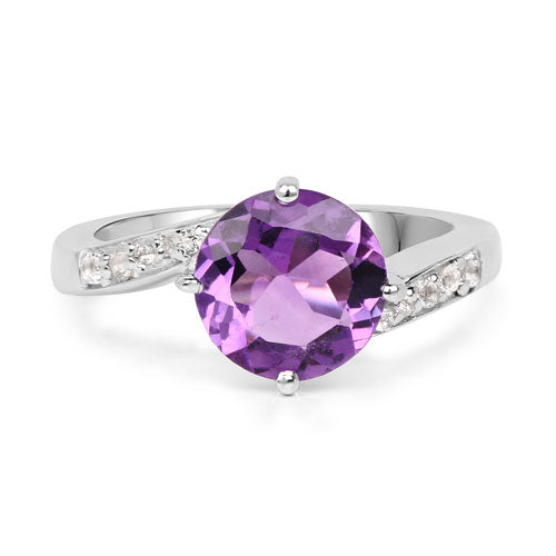 Sterling Silver Amethyst and White Topaz Bypass Ring