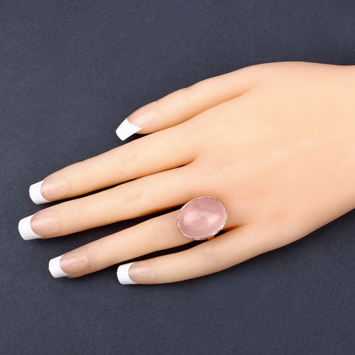 Sterling Silver 14K Rose Gold Plated Rose Quartz Ring