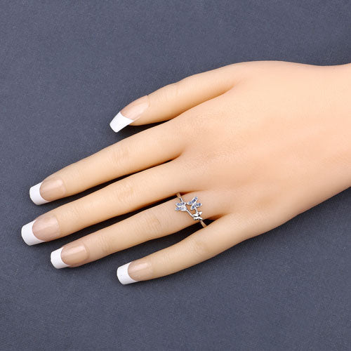 Sterling Silver Blue Sapphire Butterfly Ring