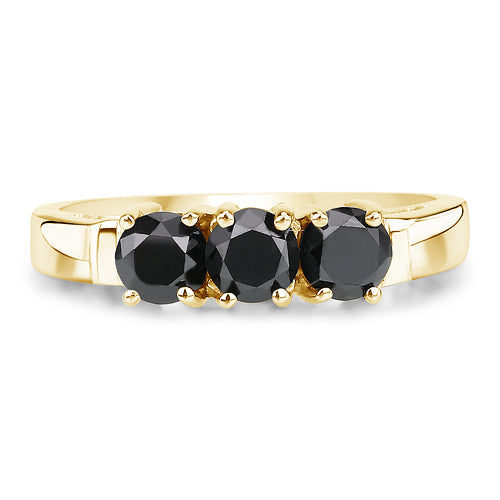 Black Diamond 14K Yellow Gold Plated Sterling Silver Ring