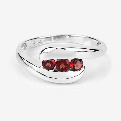 Sterling Silver Garnet Bypass Ring