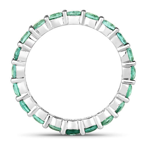 14K White Gold Zambian Emerald Band Ring