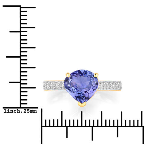14K Yellow Gold Tanzanite and Diamond Heart Ring