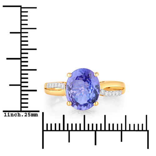 14K Yellow Gold Tanzanite and Diamond Crossover Ring
