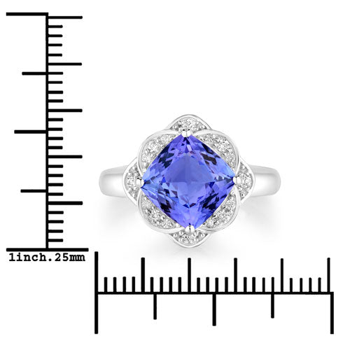 14K White Gold Tanzanite and Diamond Statement Ring
