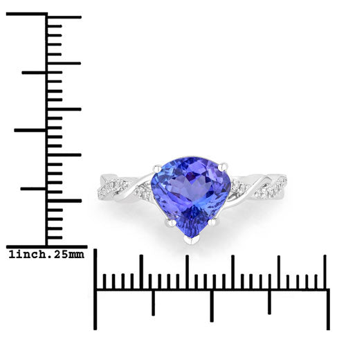 14K White Gold Tanzanite and Diamond Heart Ring