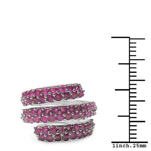 Sterling Silver Ruby Cluster Ring
