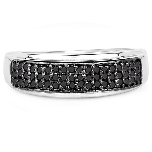 Sterling Silver Black Diamond Cluster Ring