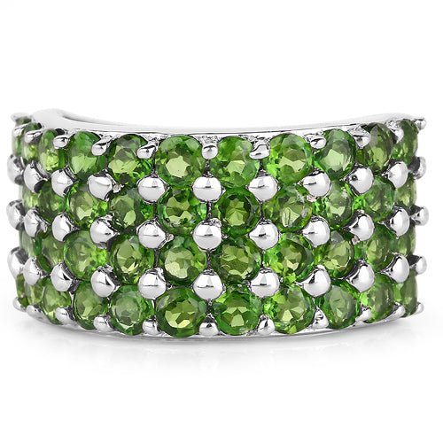 Sterling Silver Chrome Diopside Cluster Ring