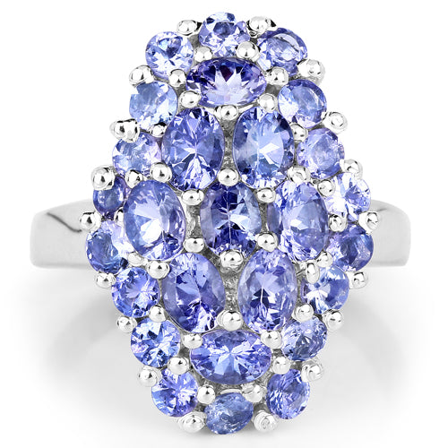 Sterling Silver Tanzanite Cluster Ring