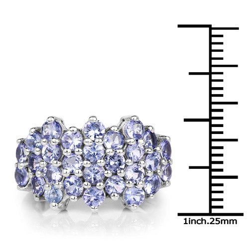 Sterling Silver Tanzanite Cluster Ring