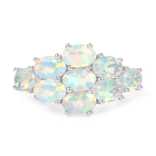 Sterling Silver Ethiopian Opal Cluster Ring