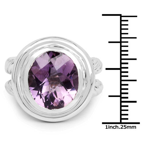 Sterling Silver Amethyst Oval Ring
