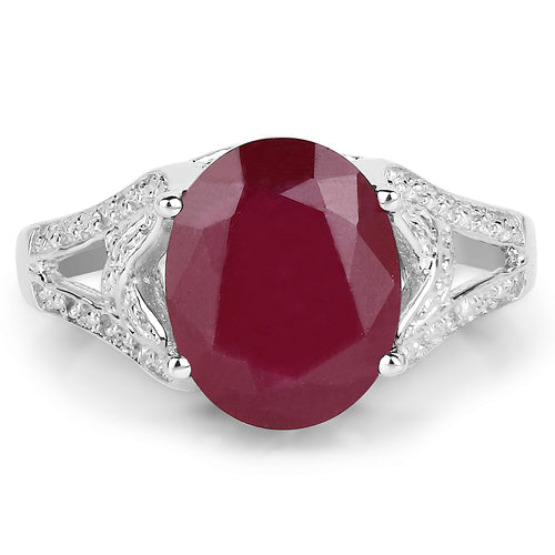 Sterling Silver Glass-Filled Ruby Ring