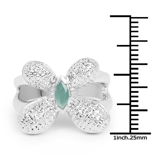 Sterling Silver Emerald Butterfly Ring