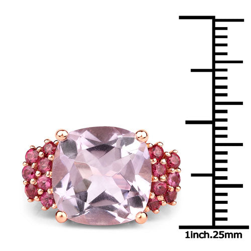 Sterling Silver Pink Amethyst and Rhodolite Garnet Cocktail Ring