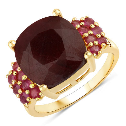 Sterling Silver Dyed Ruby and Ruby Bridge Ring
