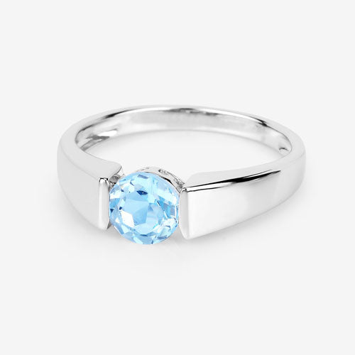 Sterling Silver Blue Topaz Solitaire Ring