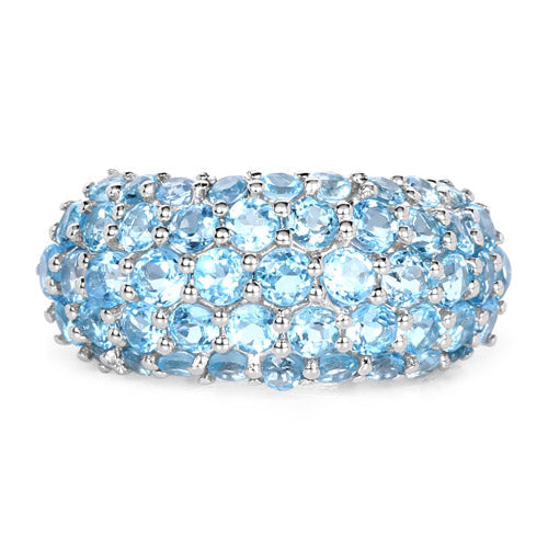 Sterling Silver Blue Topaz Cluster Ring