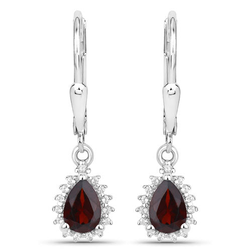 Sterling Silver Garnet and White Topaz Jewelry Set