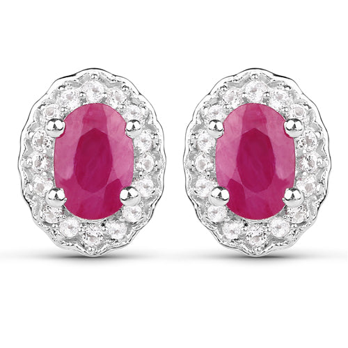 Sterling Silver Ruby and White Topaz 3-Piece Jewelry Set