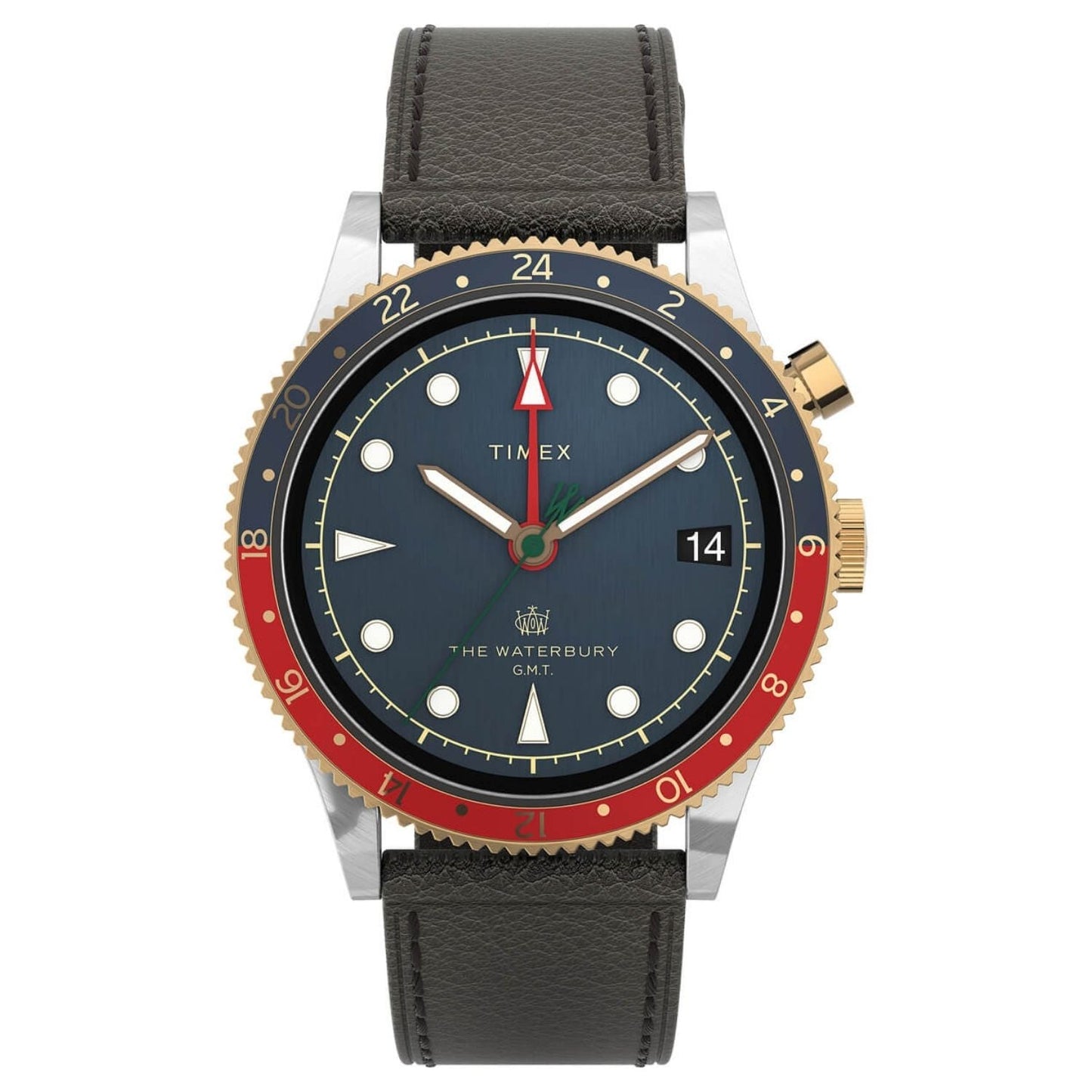 Timex Waterbury Black Leather Strap Watch