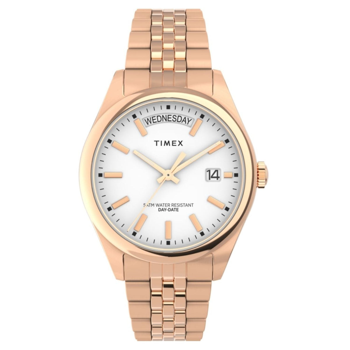 Stainless Steel Classic Quartz Watch, White Dial