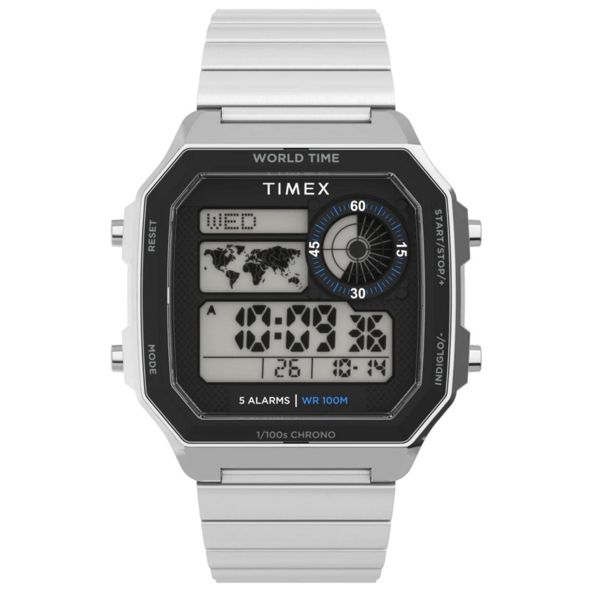Timex Main Street Silver Stainless Steel Digital Watch