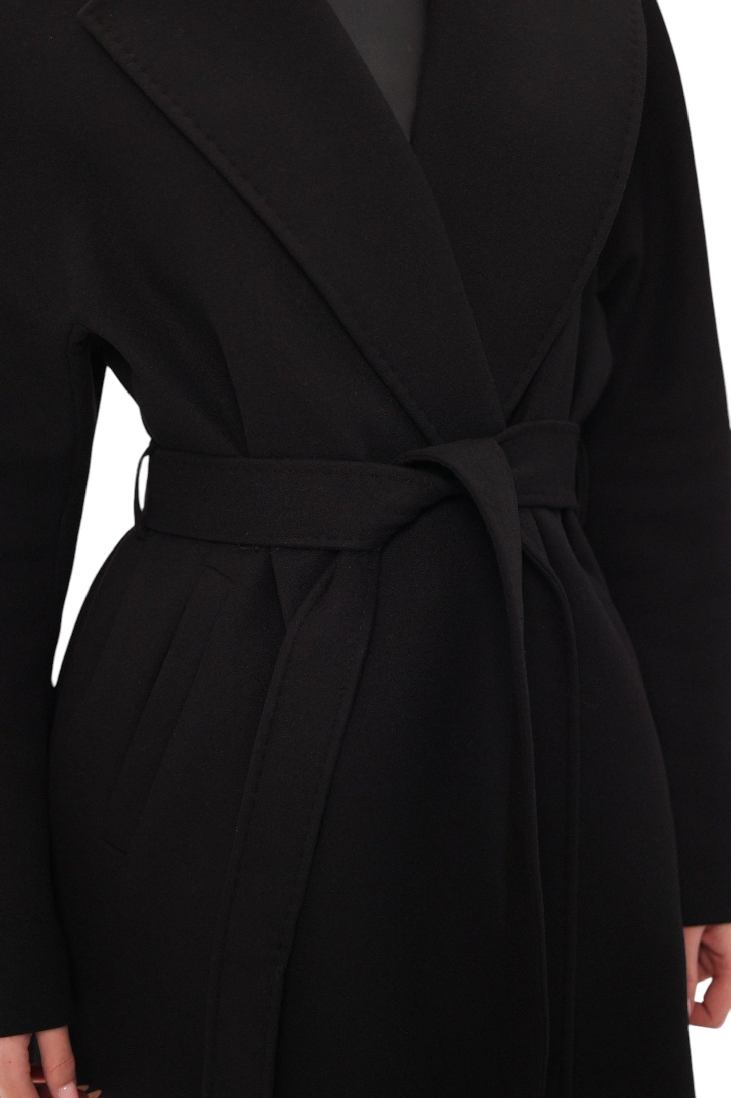 Cambridge Comfort Wraparound Wool Cashmere Coat Black