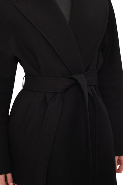 Cambridge Comfort Wraparound Wool Cashmere Coat Black