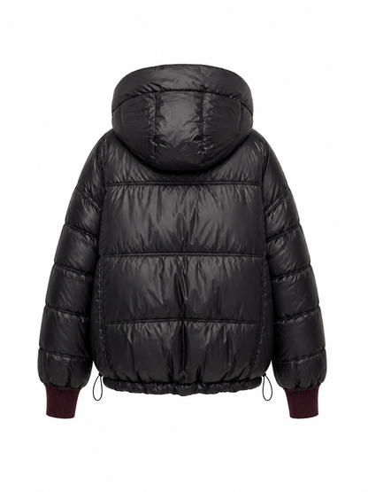 ⇆ Reversible Hooded Bio-Down Jacket in Burgundy/Black