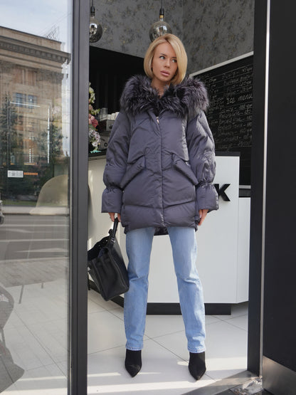 Orchid Genuine Fur Trim Down Parka