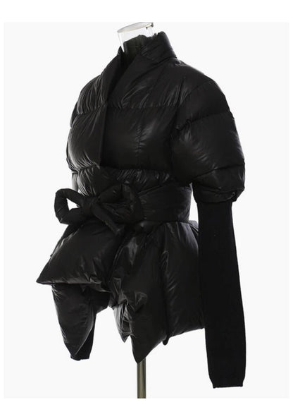 Puffer jacket with ribbed sleeve - Undeniably LUXE