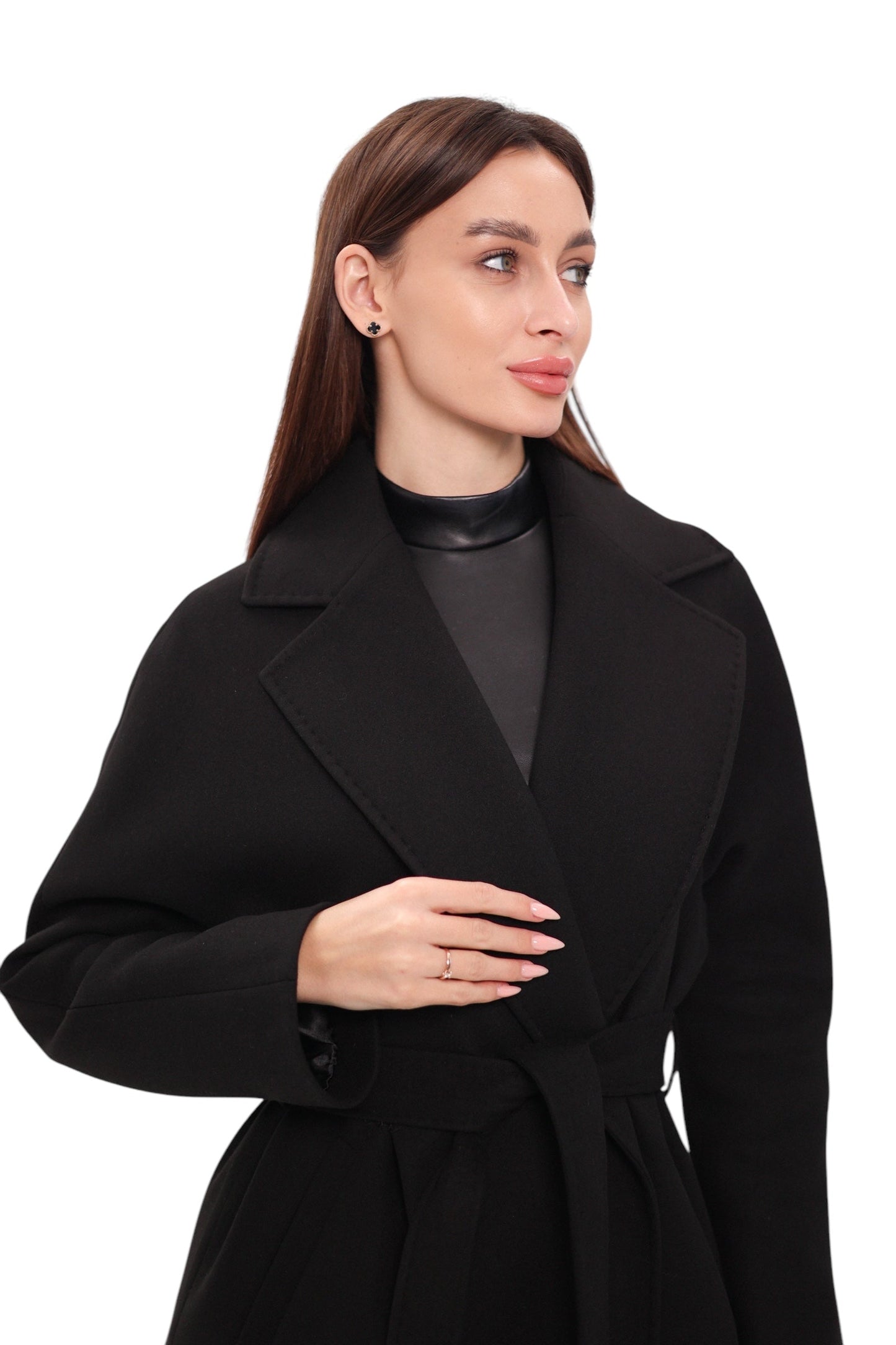 Cambridge Comfort Wraparound Wool Cashmere Coat Black