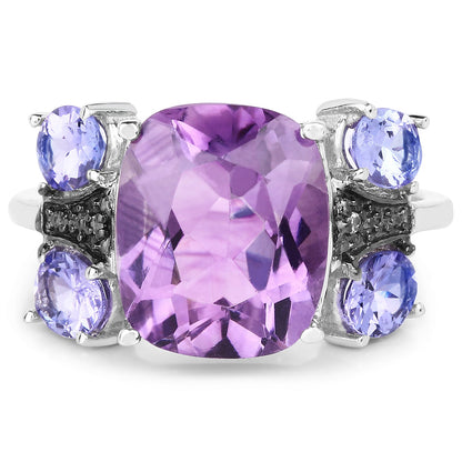 Sterling Silver Amethyst, Tanzanite & White Topaz Ring