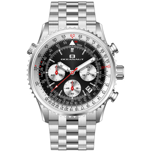 Oceanaut Flight Black Dial Stainless Steel Watch