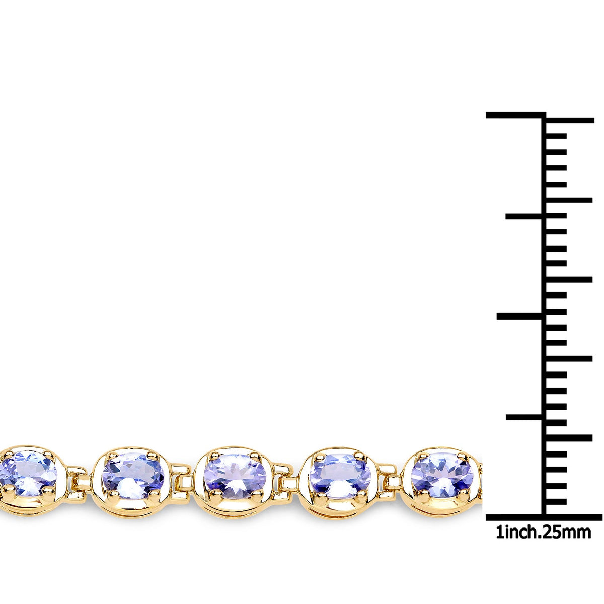 14K Yellow Gold Plated Sterling Silver Tanzanite Tennis Bracelet