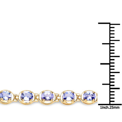 14K Yellow Gold Plated Sterling Silver Tanzanite Tennis Bracelet