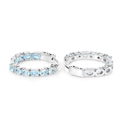 Sterling Silver Blue Topaz Hoop Earrings
