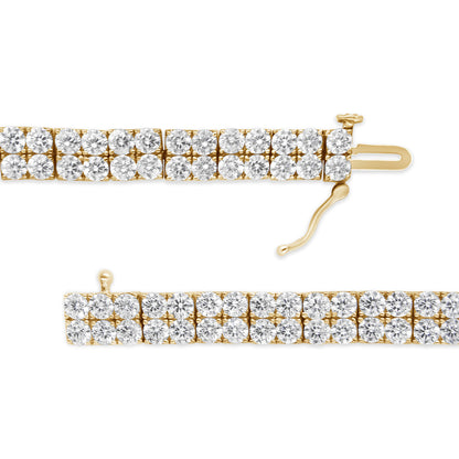 14K Yellow Gold 10.0 Cttw Diamond 2 Row Tennis Bracelet