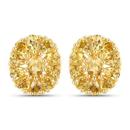 18K Yellow Gold Plated Sterling Silver Citrine Floral Earrings
