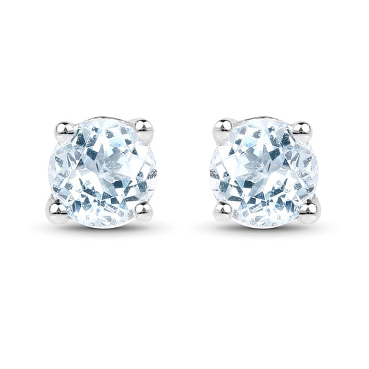 Sterling Silver Blue Topaz Stud Earrings