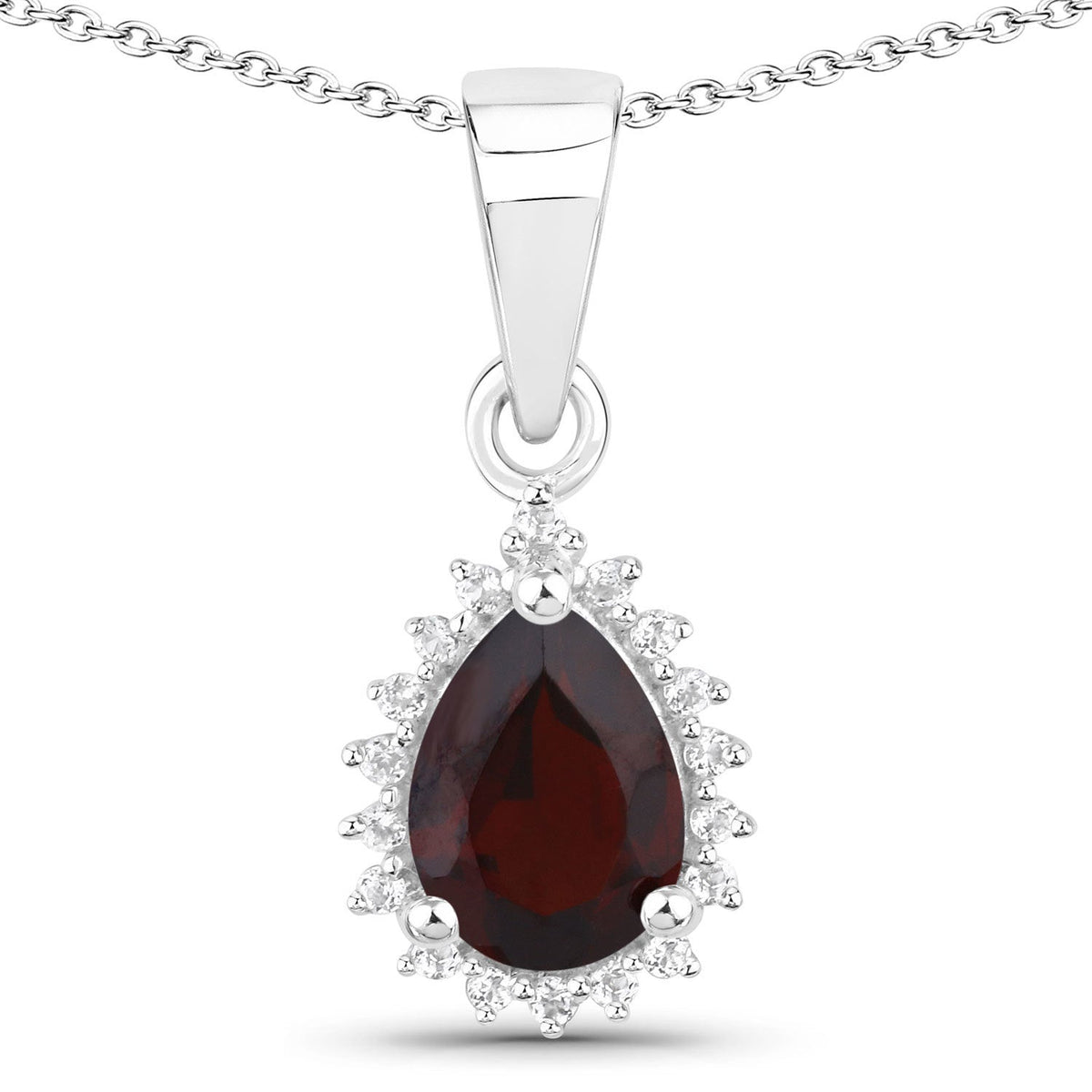 Sterling Silver Garnet and White Topaz Jewelry Set