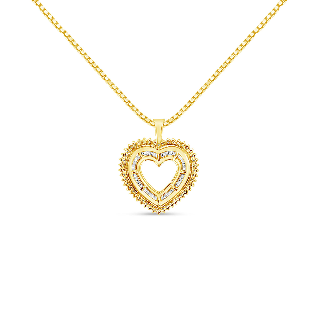 Yellow Gold Plated Sterling Silver 1.0 Cttw Diamond Composite Heart Pendant Necklace