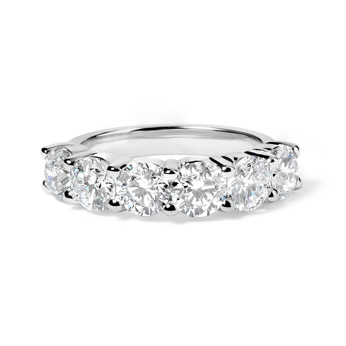 14K White Gold Lab-Grown Diamond Shared Prong 6-Stone Band Ring