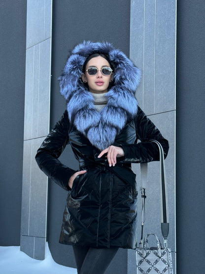 Silver Fox Fur Down Fill Coat