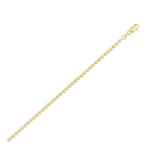 14K Yellow Gold Moon Cut Bead Chain Necklace
