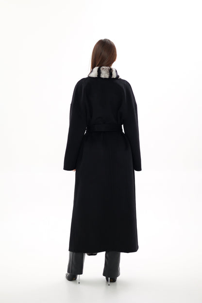 French Orylag Fur Italian Cashmere Wool Coat