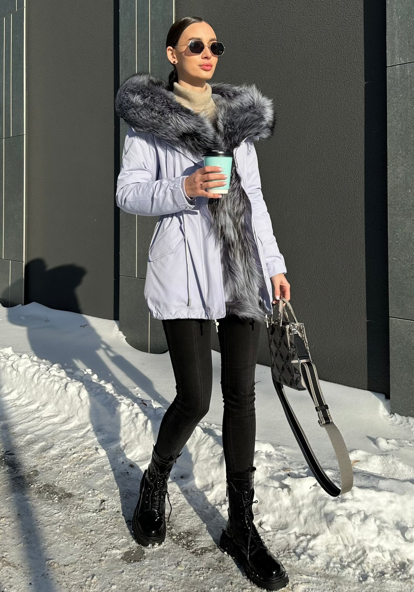 Silver Fox Fur Trim Rabbit Fur Insulated Parka